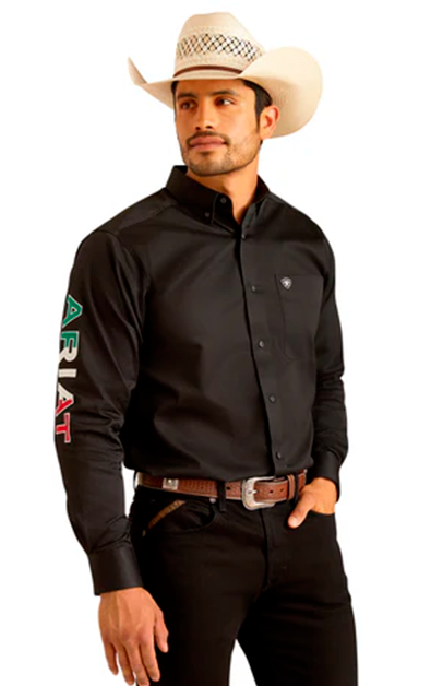 Camisa Ariat Caballero Negro Letra Blanca