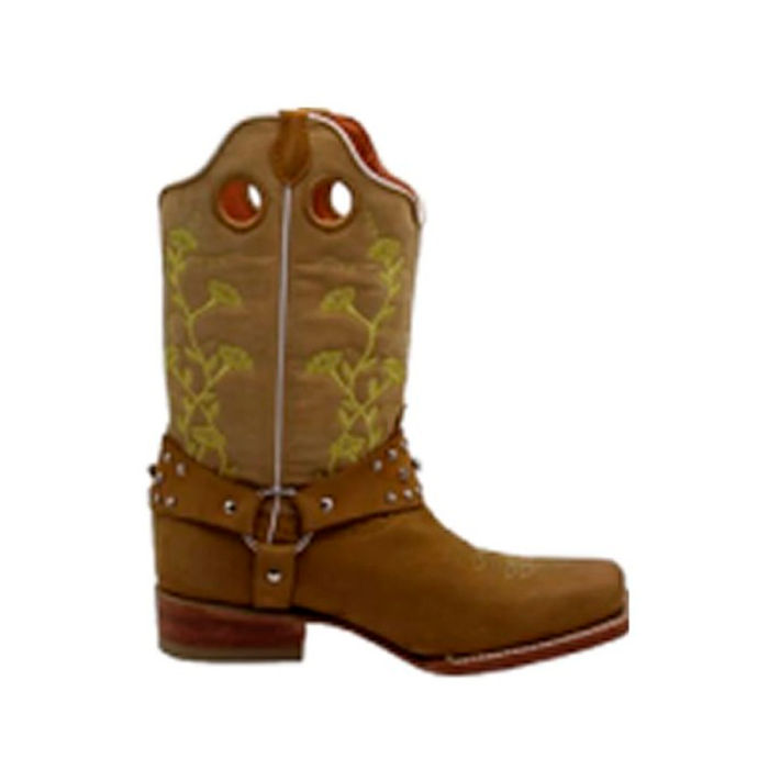BRADE19 Bota rodeo dama artillero estribo horma #19 suela cuero - Imagen 1