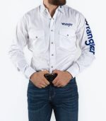 Camisa Wrangler Blanca Bordada Caballero