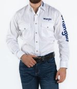 Camisa Wrangler Blanca Bordada Caballero - Imagen 3
