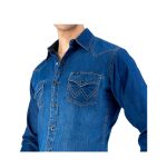 Camisa Wrangler Mezclilla Indigo Claro Caballero - Imagen 4